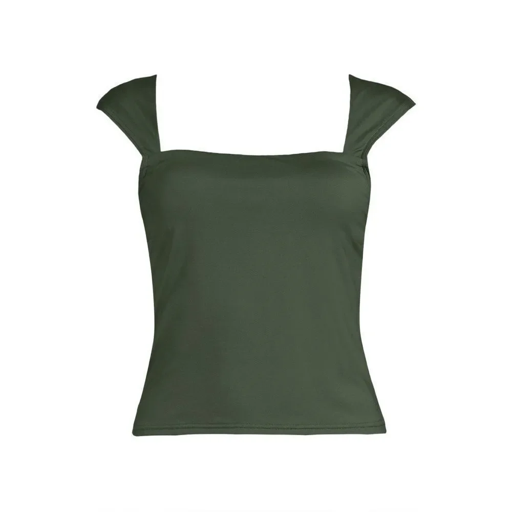 Land's End Plus Size square neck underwire Tankini top
Rich Olive Green Various - Picture 4 of 7